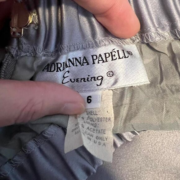 Vintage Adrianna Papell Satin Maxi Skirt (Size 6) silver gray luxe party wedding - Picture 6 of 6